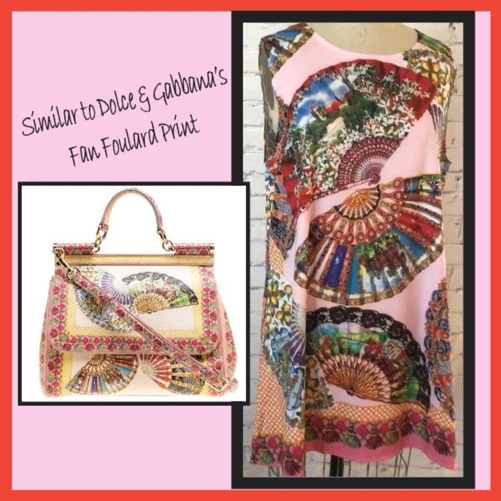 Darling A-Line MiniDress.  Colorful with Fancy Fans.